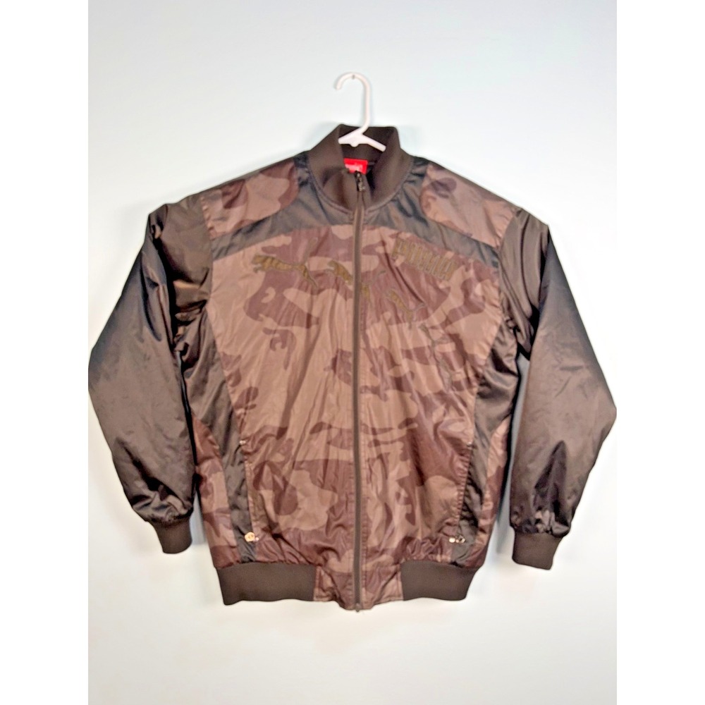 RARE: Puma "Augusto Single Tour" Green/Brown Camo Embroidered Quilted Jacket XXL
